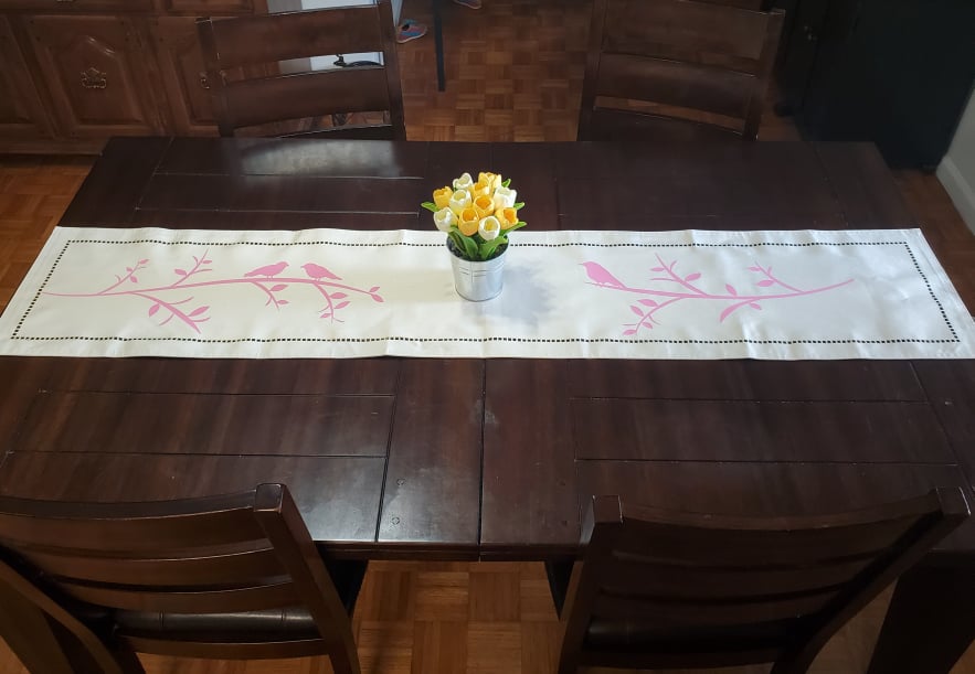 Faux Stenciled Table with Cricut Vinyl - The Homes I Have Made