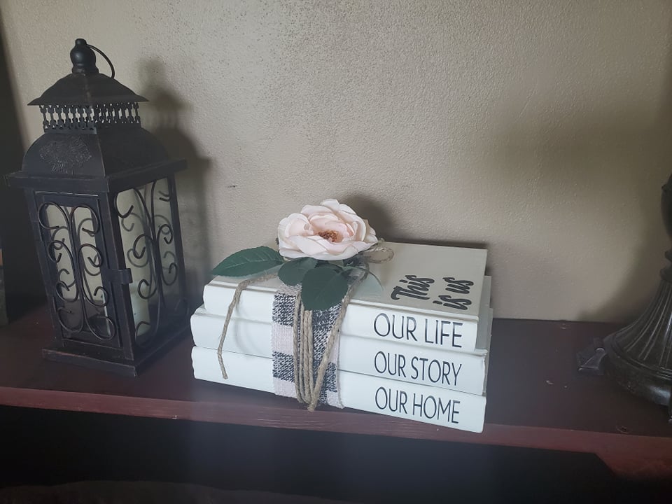 Stacked Books Décor Cricut Vinyl