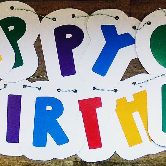 Rainbow Colors Happy Birthday Party Banner and Outdoor Sign Using Cricut Vinyl