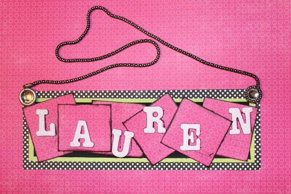 Pink, Green & Polka Dot Name Tag Tutorial