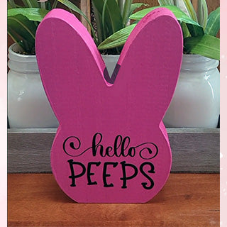 Easter Shelf Decor Hello Peeps Bunny Using Cricut Vinyl