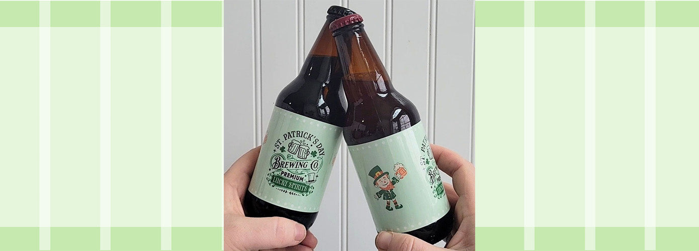 St. Patrick's Day Bottle Labels Using Cricut Printable Sticker Paper