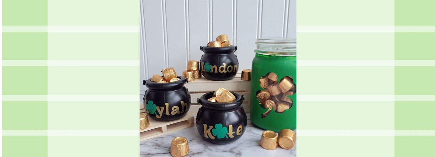 St Patrick's Day Favors and Shamrock Party Decor Using Cricut Vinyl