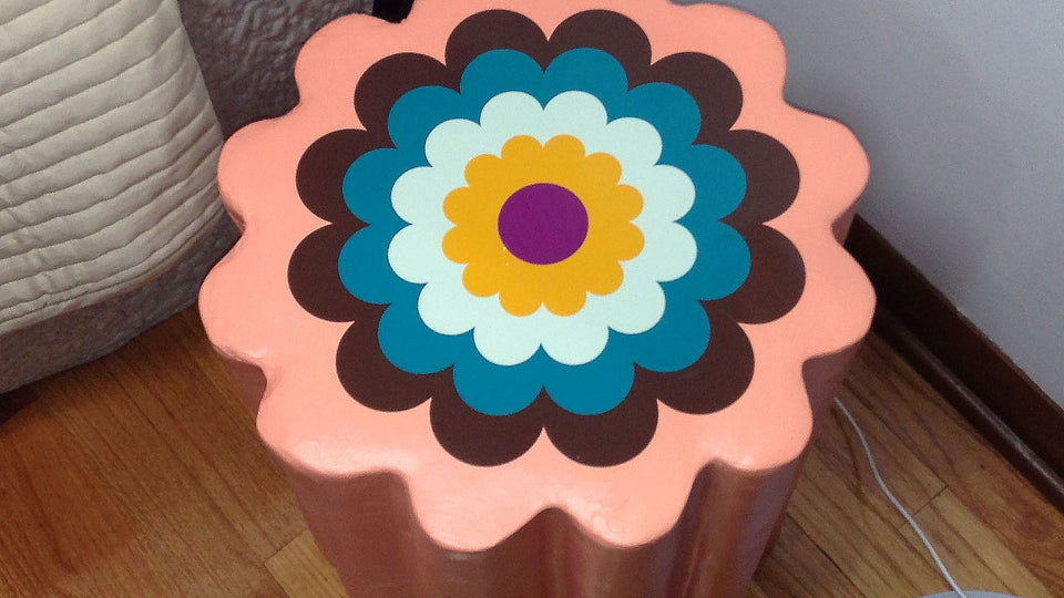 Retro Flower Vinyl Decal Side Table Top Using Cricut