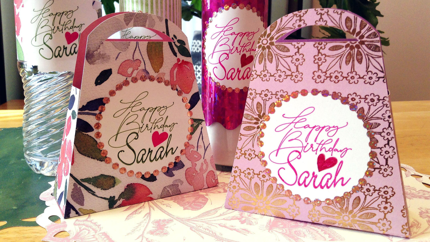 Ladies Party Favors, Candle and Bottle Wraps Using Cricut