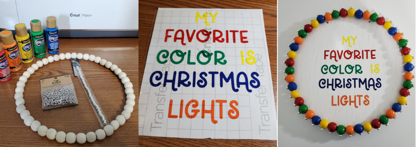 DIY Christmas Lights Wreath with Cricut Vinyl