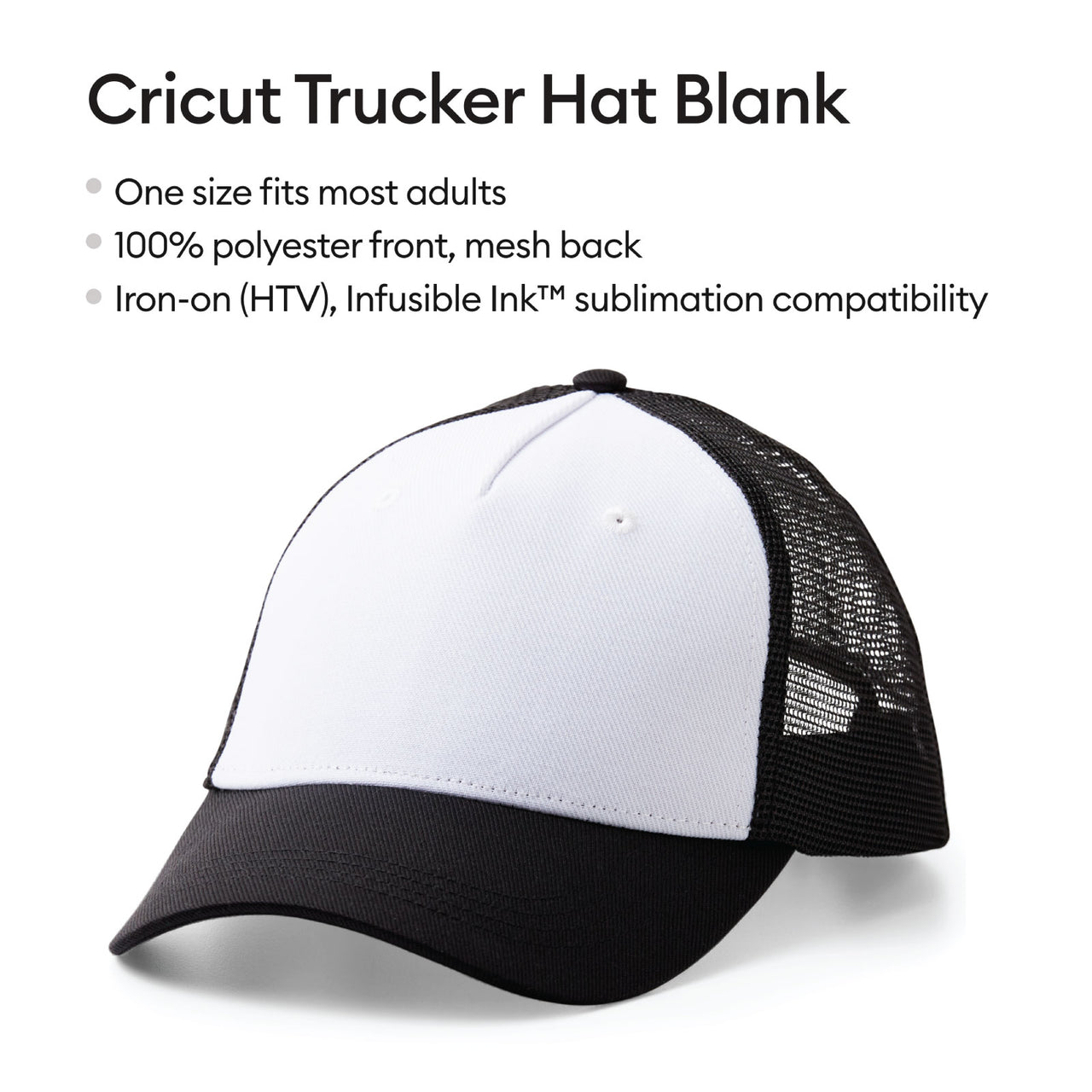 Cricut Trucker Hat Blanks with Cricut Black Infusible Ink Bundle