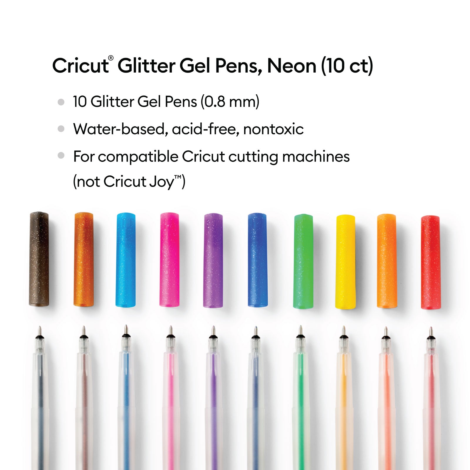 Cricut Glitter Gel Pens 0.8 mm, Rainbow Colors