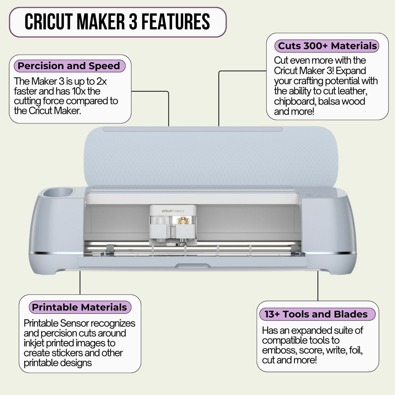 Cricut Maker 3 Machine with Tools and Rainbow Smart Vinyl Bundle