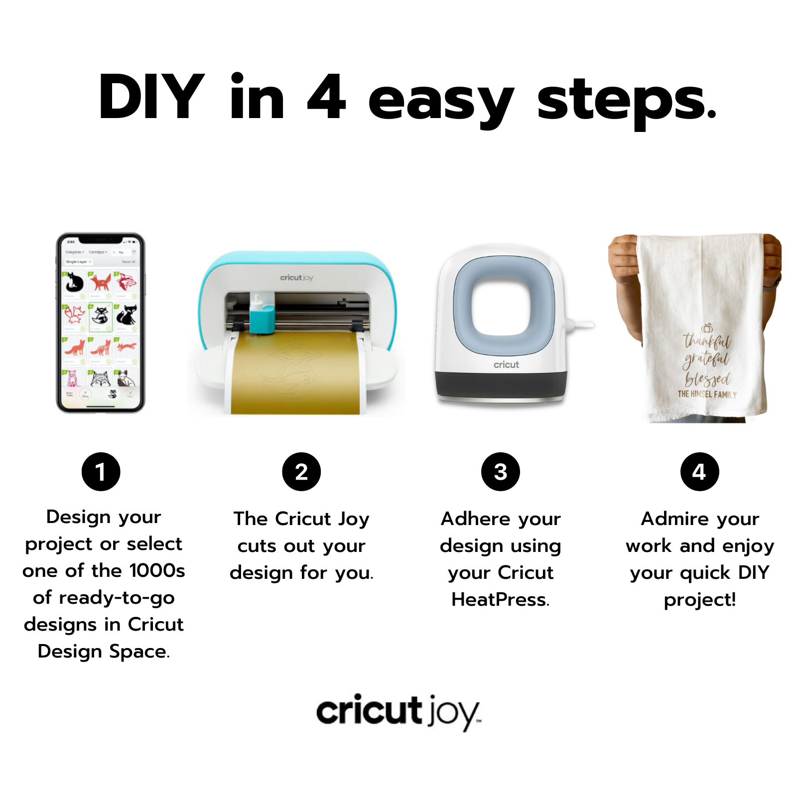 Cricut Joy Smart StrongBond Glitter Iron-On Vinyl Bundle - Black, Gold, Silver, White