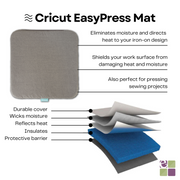 Cricut EasyPress 3 9x9 - Blue Heat Press Machine with Iron On Rainbow Sampler and Easy Press 20x16 Heat Mat