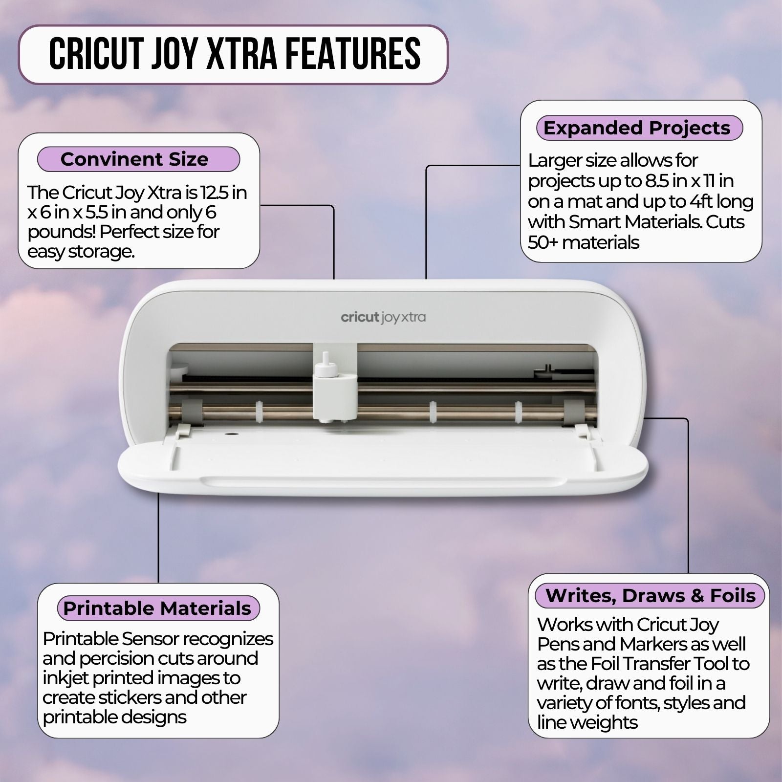 Cricut Joy Xtra Electric Die-Cutting Machine with Printable Sticker Paper and Vinyl Bundle