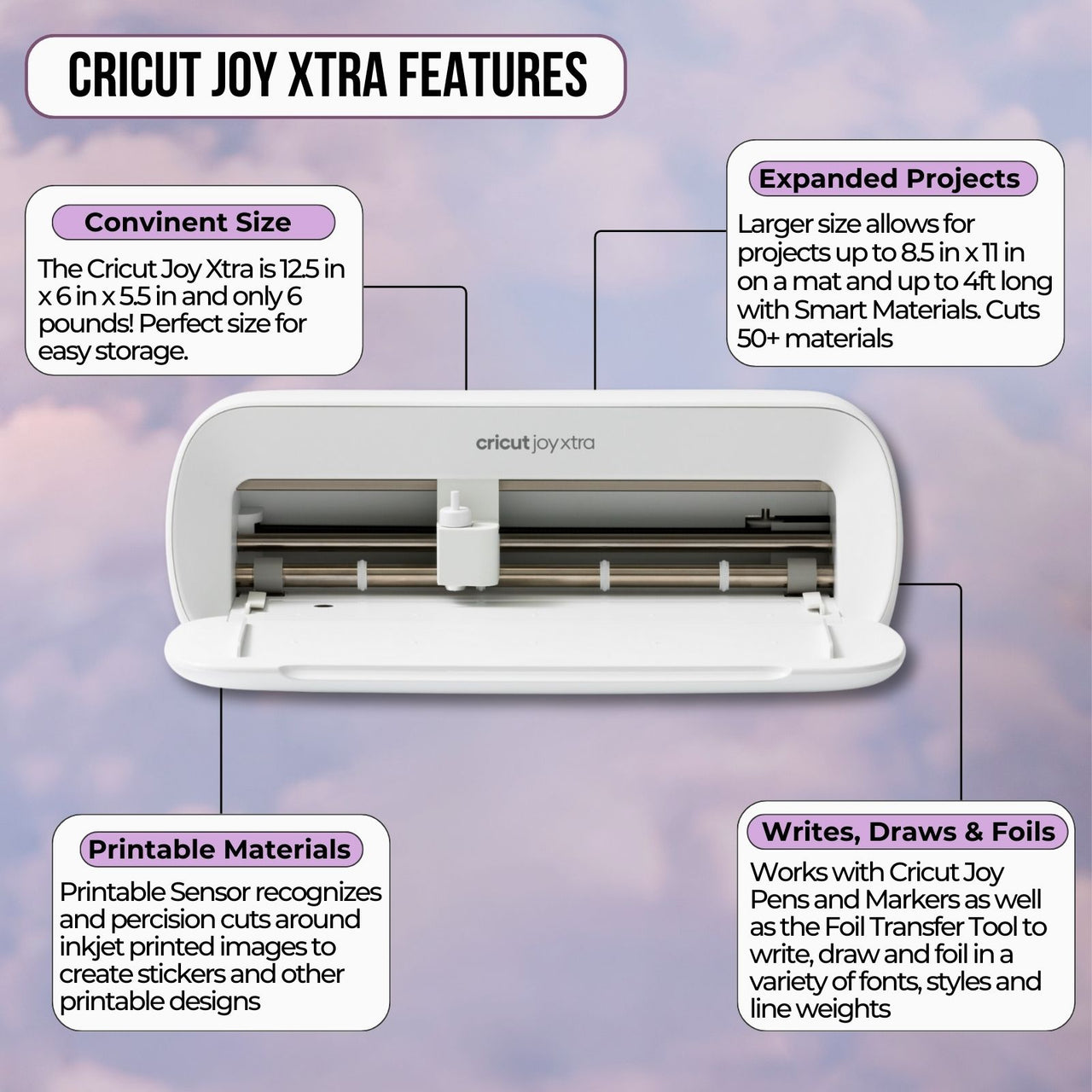 Cricut Joy Xtra Electric Die-Cutting Machine with Printable Sticker Paper and Vinyl Bundle