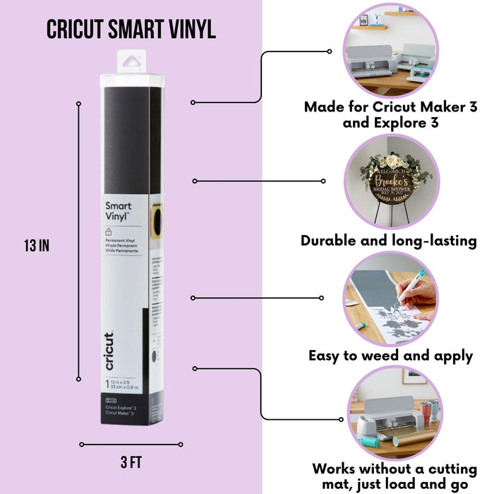 Cricut Smart Vinyl Sunset Bundle - 3ft Adhesive Vinyl Rolls