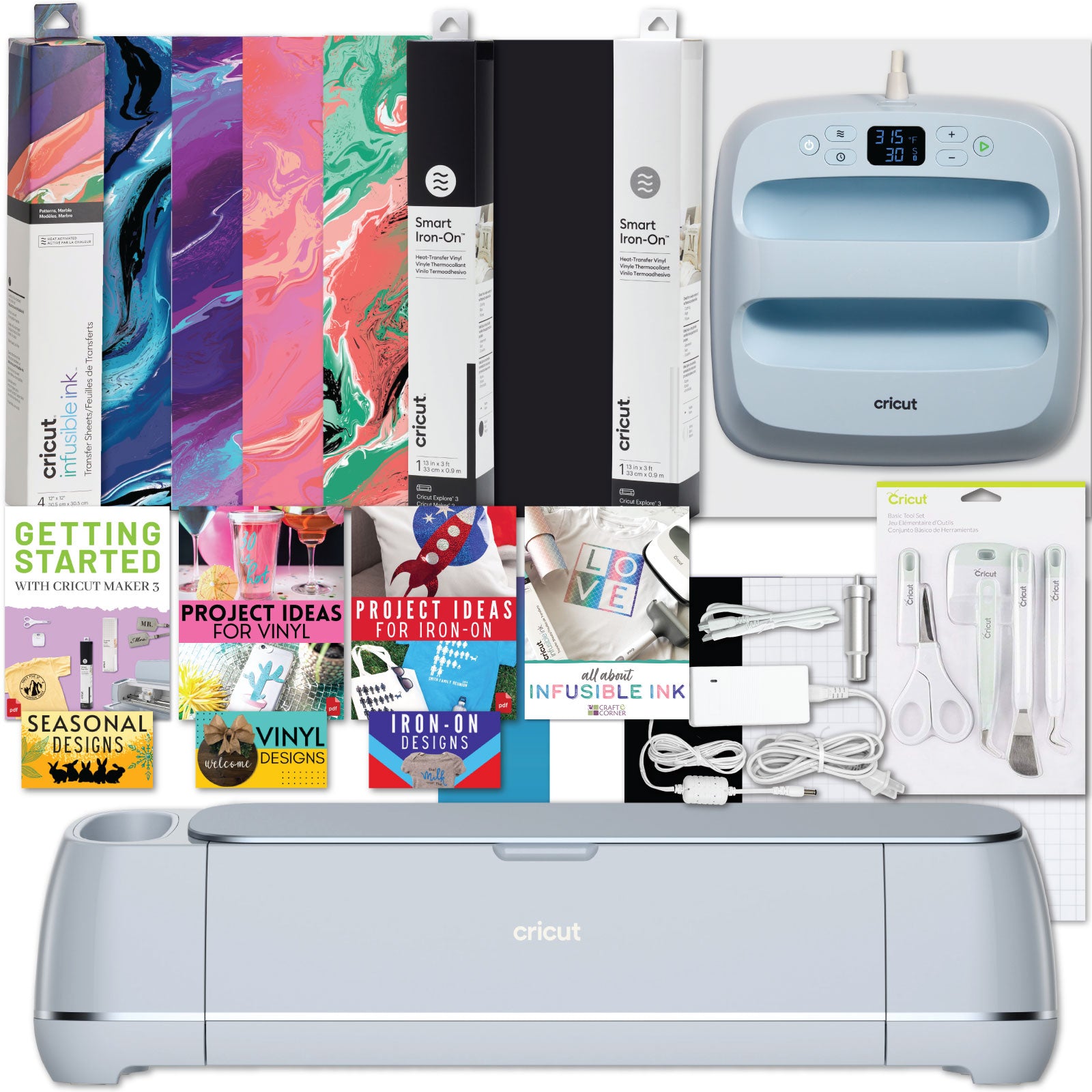 Cricut Maker 3 Easy Press 3 Machine Combo Bundle