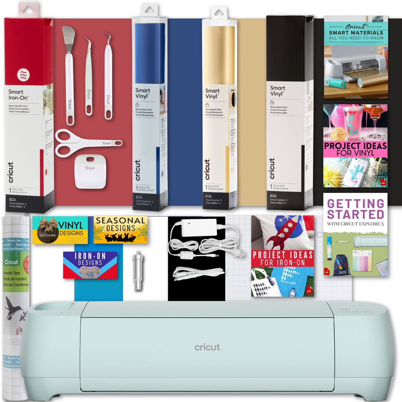 Cricut Explore 3 Machine Smart Vinyl and Iron-On with Tools Bundle