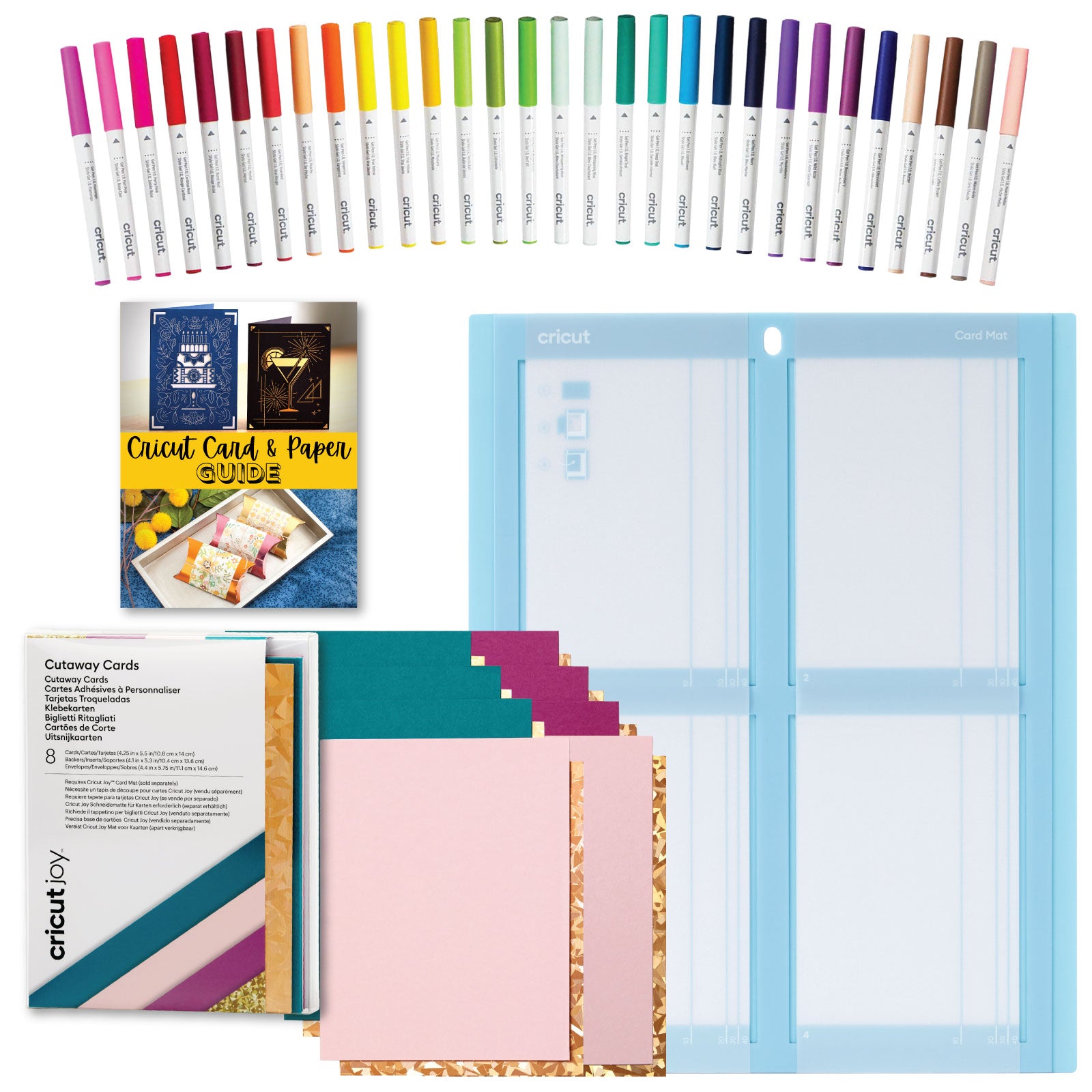 Cricut Cutaway Cards with 2x2 Card Cutting Mat and 30 Piece Pen Set Bundle