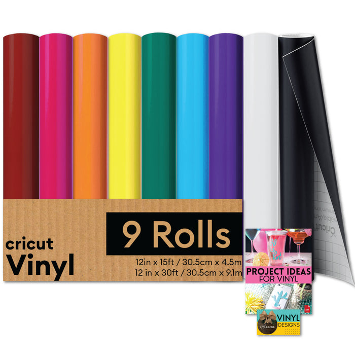 Cricut Premium Vinyl Rainbow Rolls Bundle - 15ft & 30 Foot Adhesive Vinyl Rolls