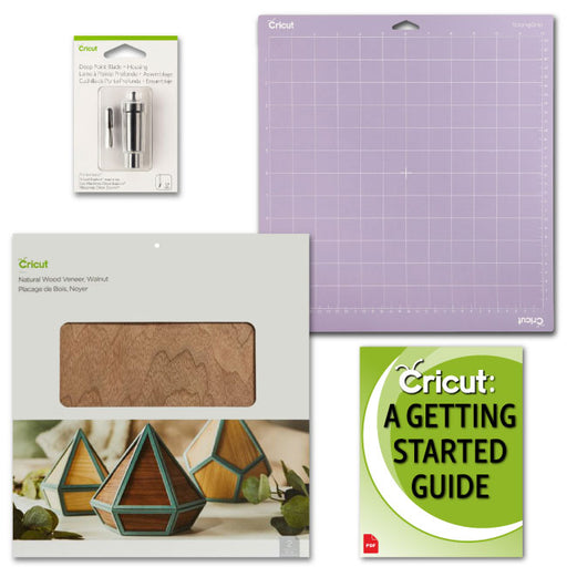 Cricut Natural Wood Veneer Bundle - Walnut Veneer, Blade, StrongGrip Mat, 12x12