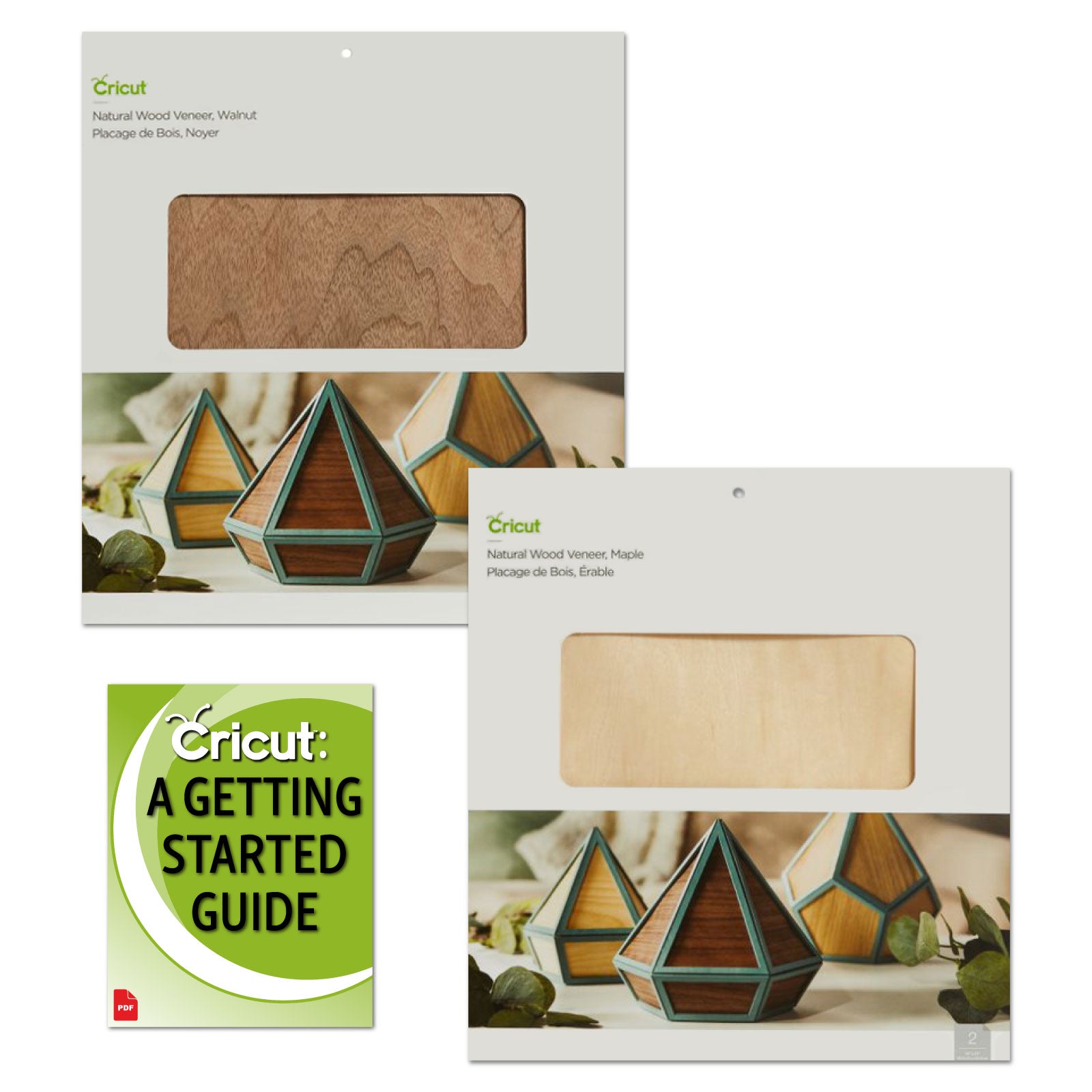 Cricut Natural Wood Veneers Bundle, Walnut and Maple, 12x12