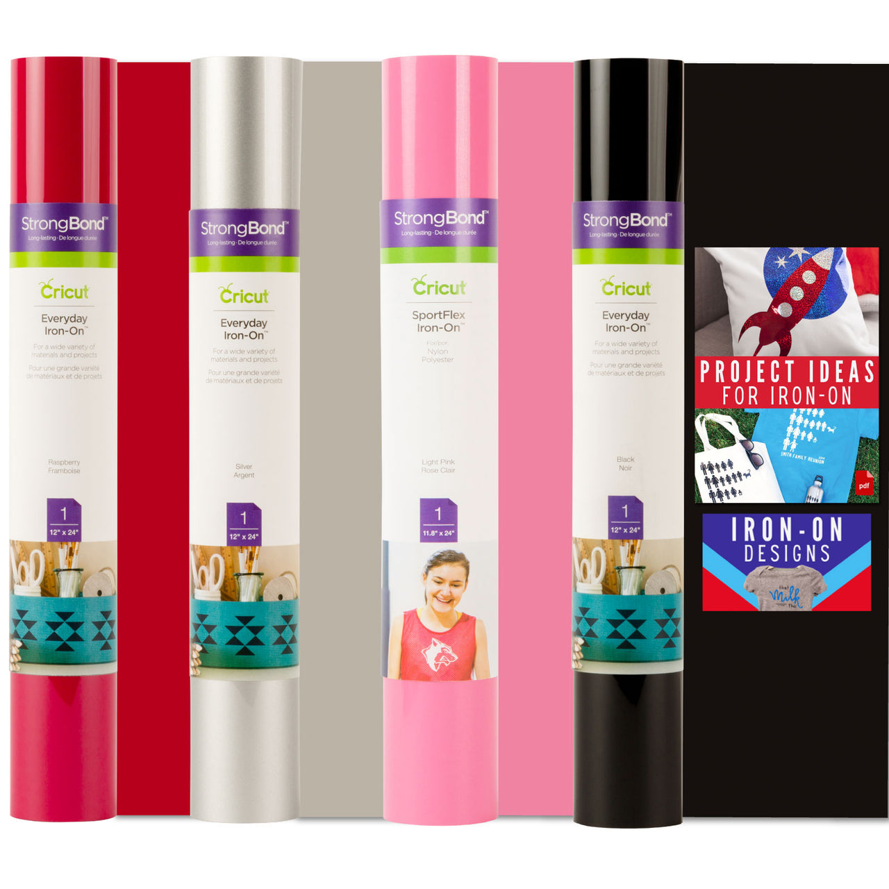 Cricut Strongbond Iron-On Vinyl Rolls Bundle - Everyday and Sportflex Heat Transfer Vinyl Pack