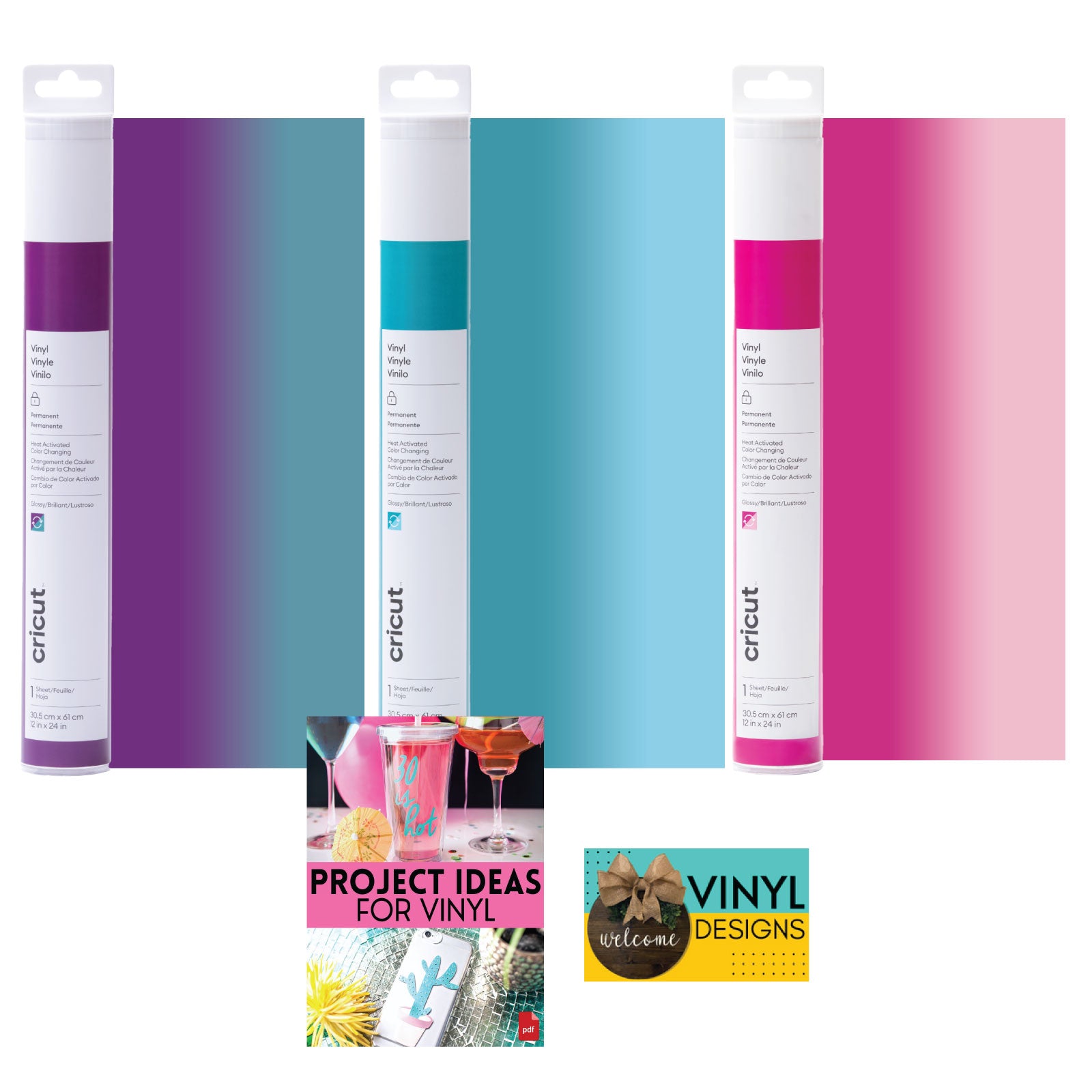 Cricut Heat Activated Color Changing Permanent Vinyl Roll Bundle