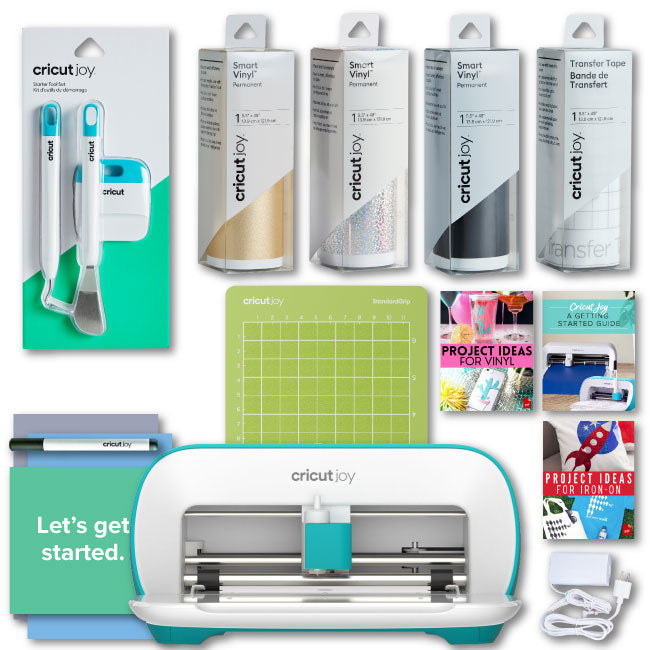 Cricut Joy Machine with Smart Vinyl Rolls, Standard Grip Cutting Mat and Joy Tool Set Bundle