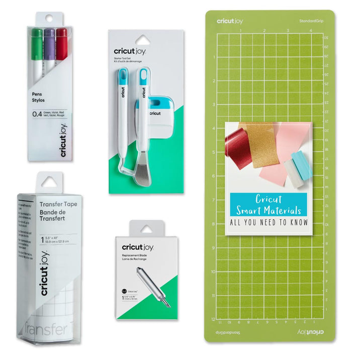 Cricut Essential Tools, Pen Set, Joy Standard Grip Mat, Replacement Blade and Transfer Tape Bundle