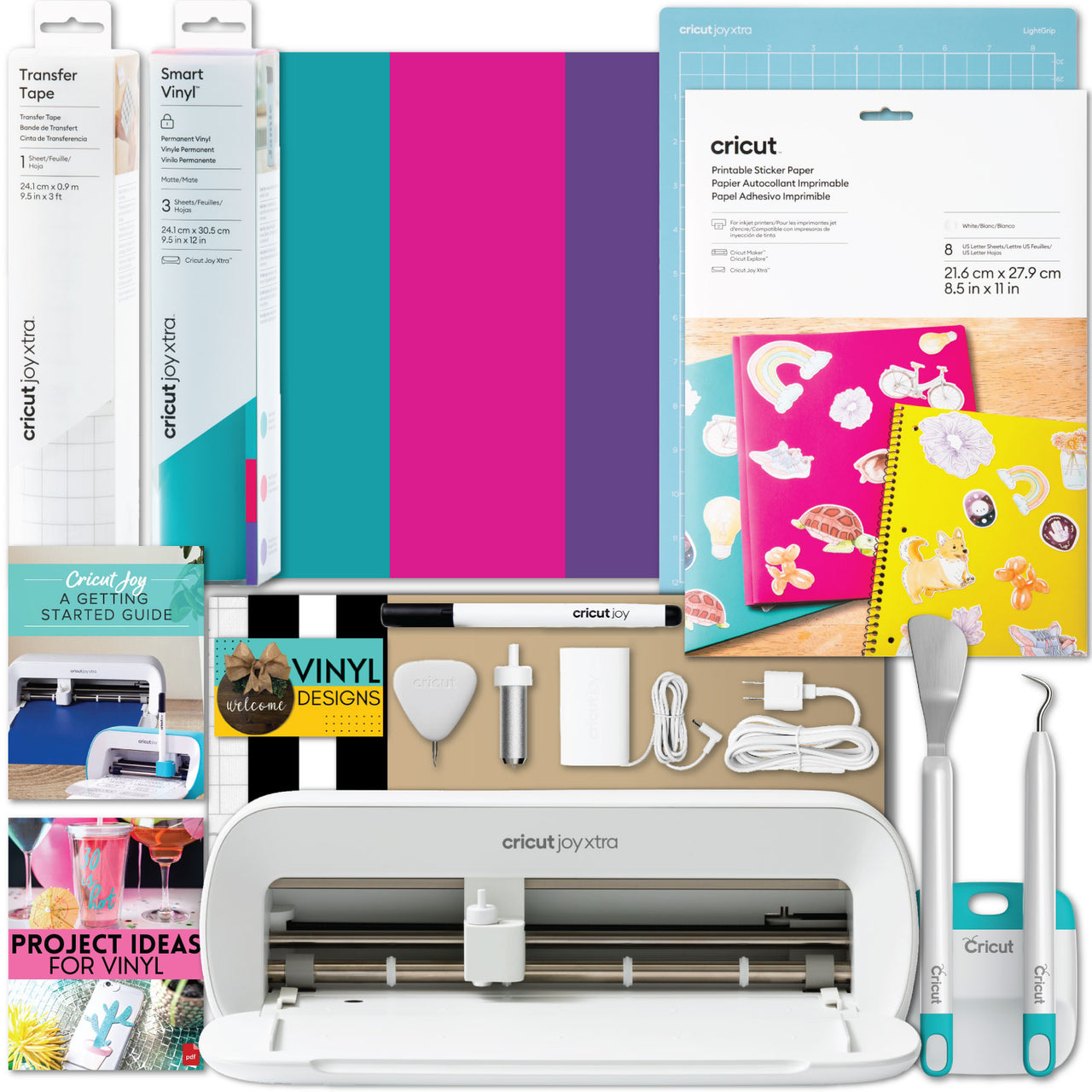 Cricut Joy Xtra Electric Die-Cutting Machine with Printable Sticker Paper and Vinyl Bundle