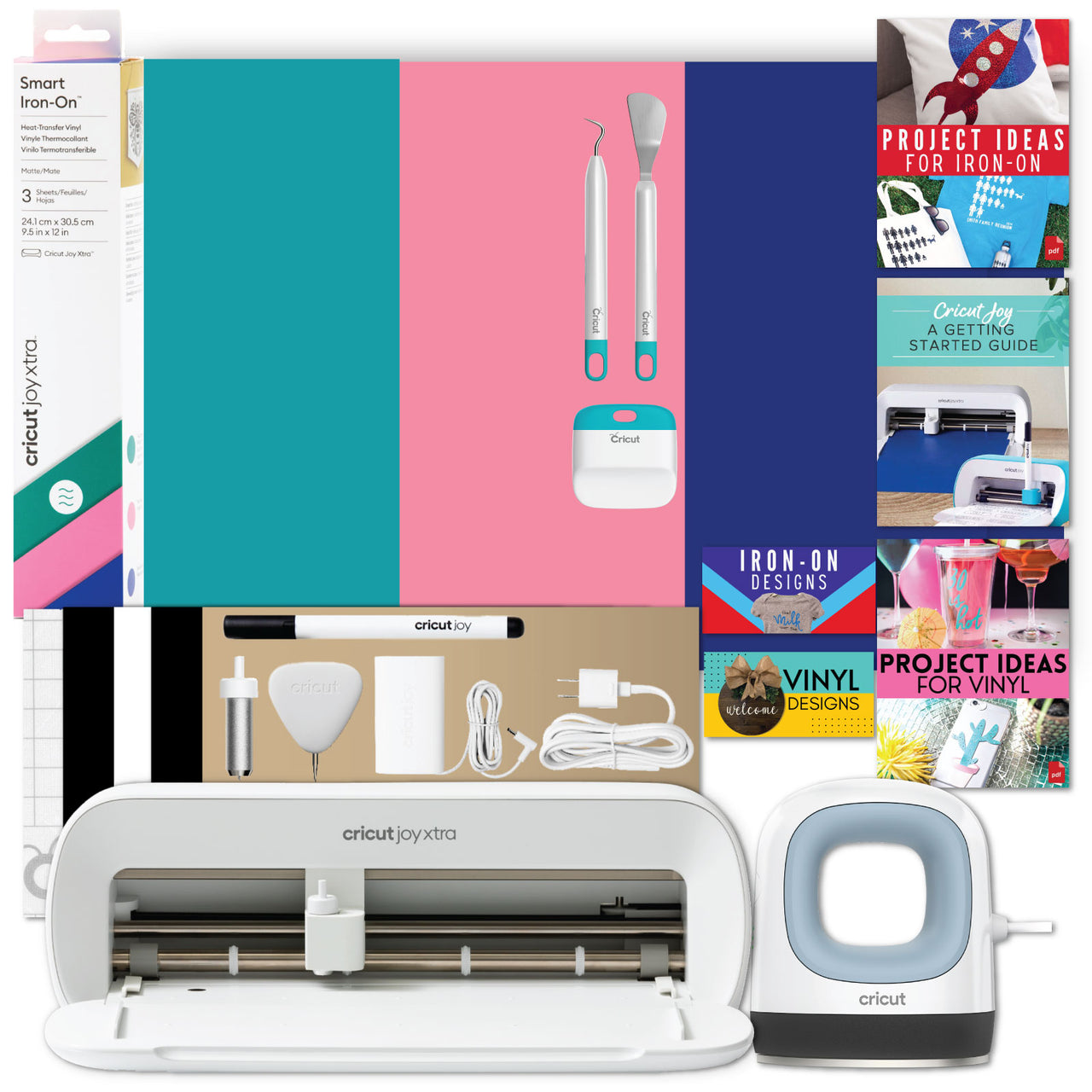 Cricut Joy Xtra and EasyPress Mini with Iron-on Vinyl Sample Pack Bundle