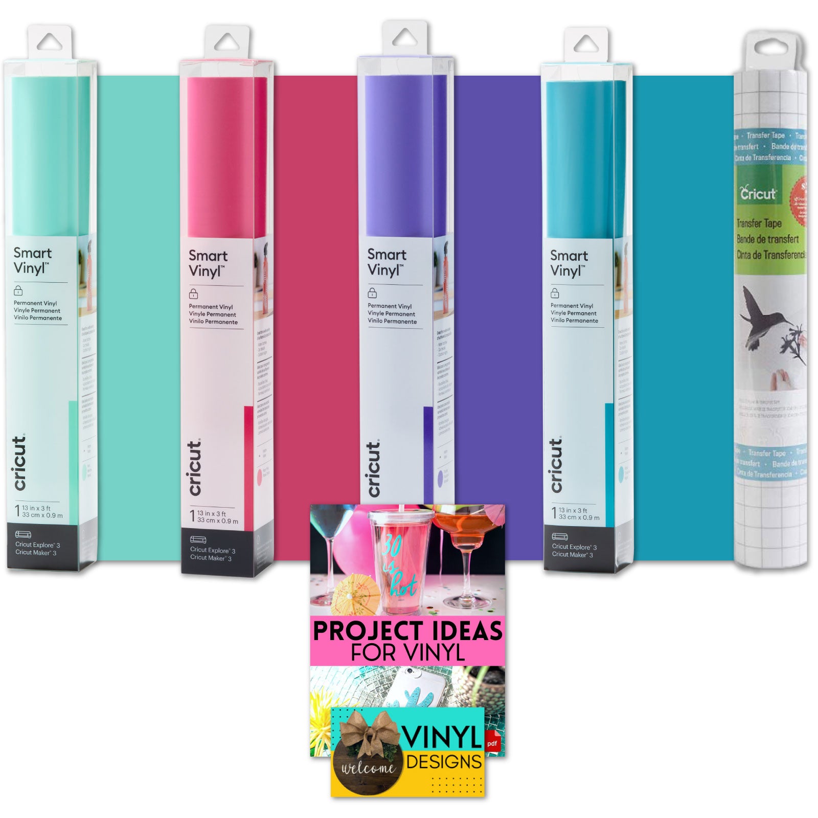 Cricut Smart Permanent Vinyl 90's Vibes Bundle - 3ft Adhesive Vinyl Rolls