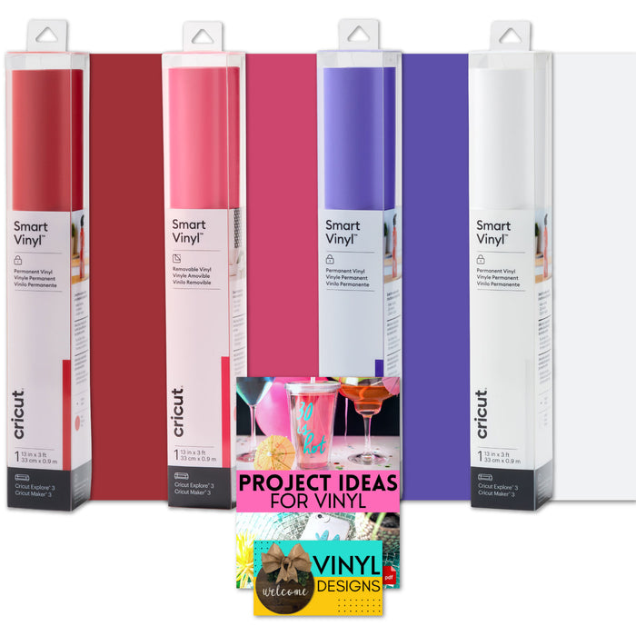 Cricut Smart 3ft Vinyl Bundle - Valentine's Day Colored Adhesive Vinyl