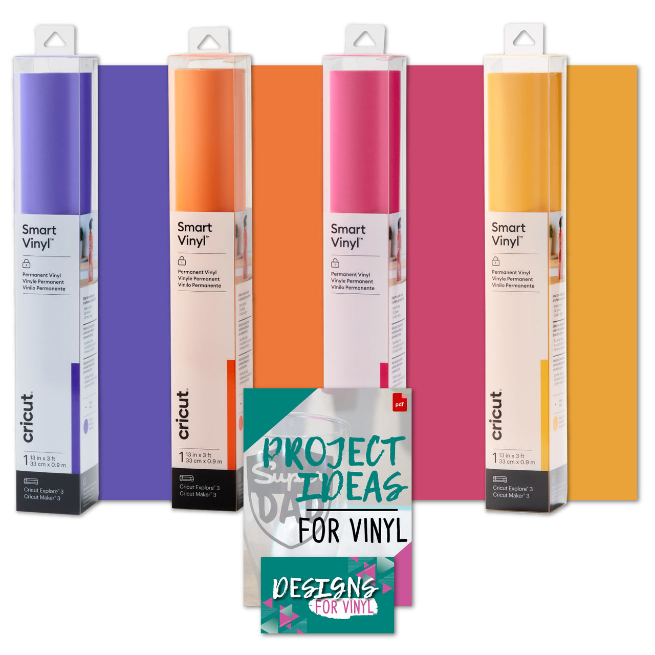 Cricut Smart Permanent Vinyl Retro Sunset Bundle - 3ft Adhesive Vinyl Rolls